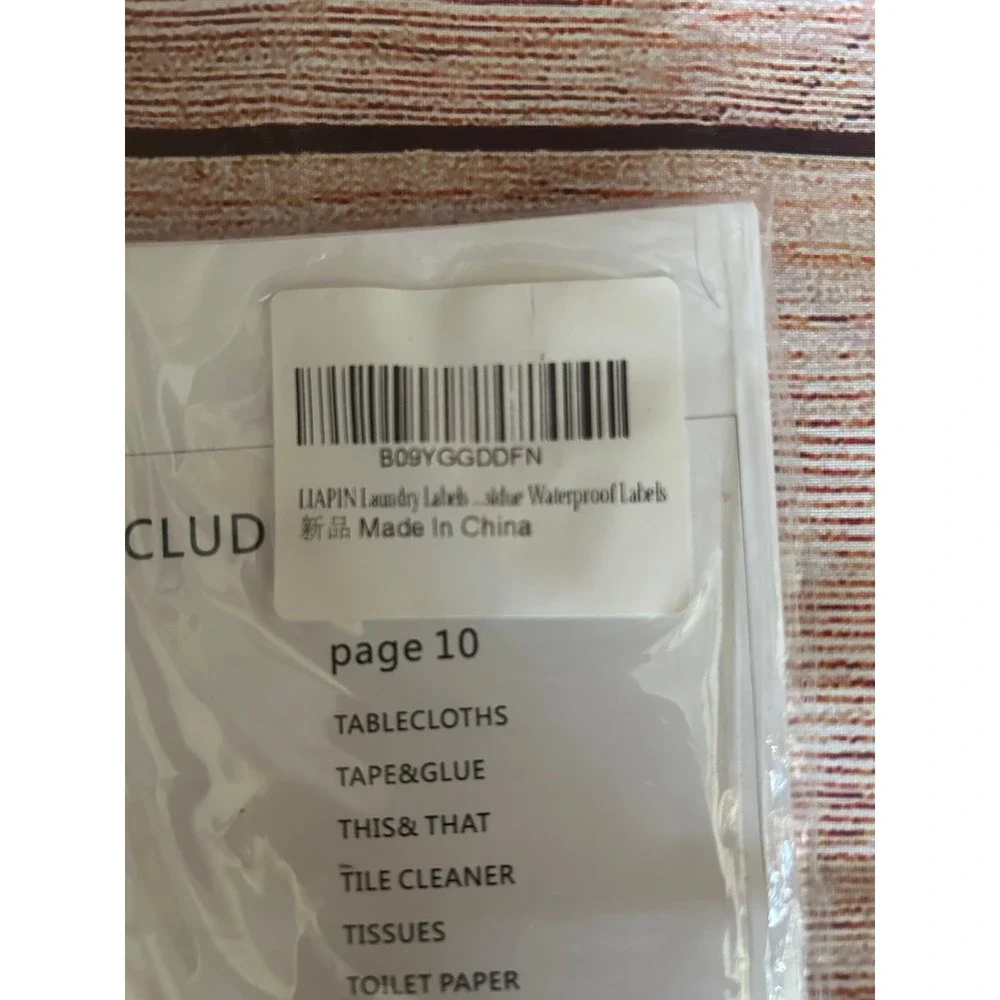 Household pre-printed labels‎